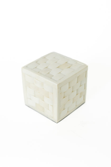 “Weaved” White Horn Inlay Cremation Urn