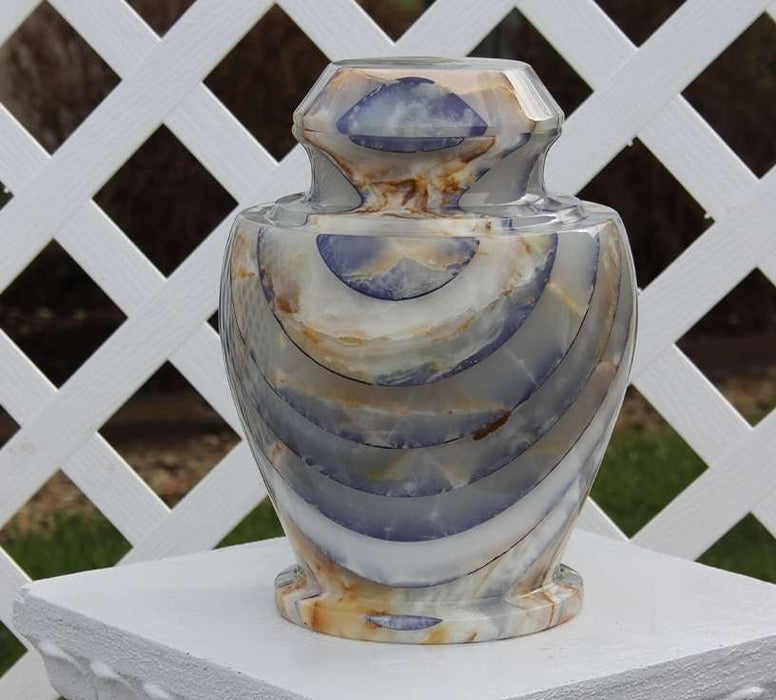 "Blossom" Onyx Blue Marble Cremation Urn - Modern Memorials