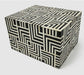 "Geometric" Black and White Horn Inlay Cremation Urn - Modern Memorials