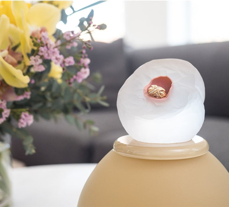"Orb" Small Beige Glass Keepsake Urn - Modern Memorials