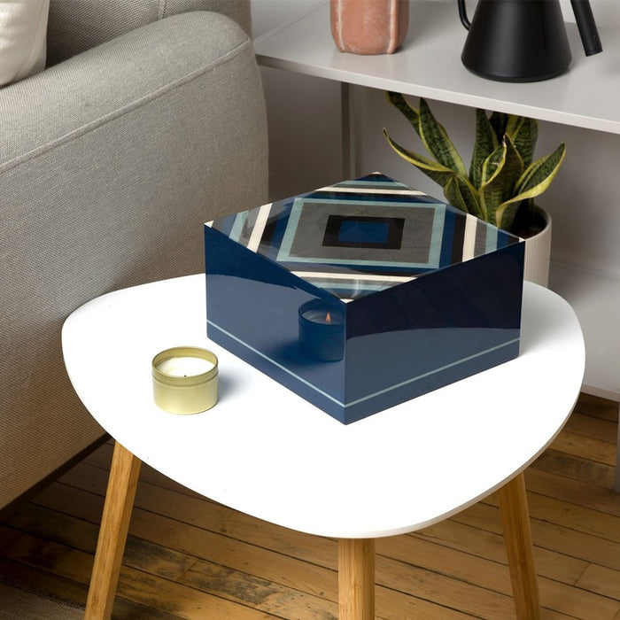 The Amalfi - Large Blue Wood Cremation Urn - Modern Memorials