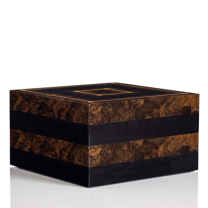 The Gold Piazza - Large Gold, Black and Brown Wood Cremation Urn - Modern Memorials