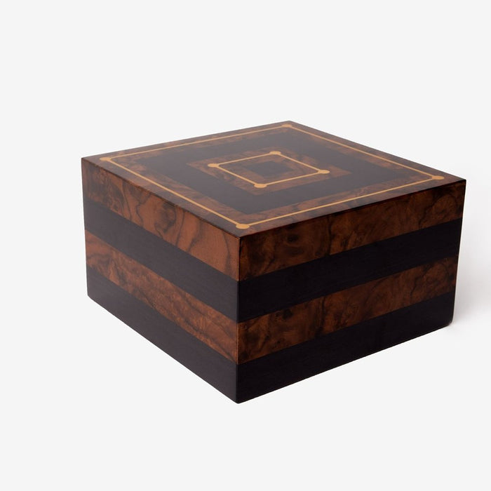 The Gold Piazza - Large Gold, Black and Brown Wood Cremation Urn - Modern Memorials