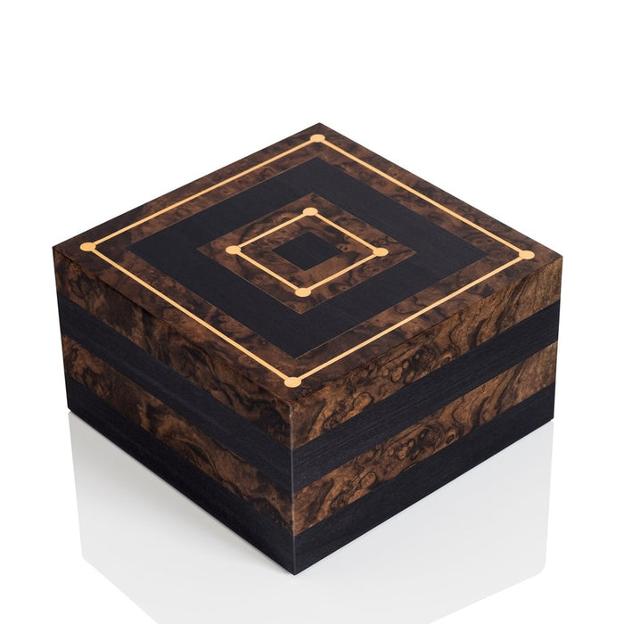 The Gold Piazza - Large Gold, Black and Brown Wood Cremation Urn - Modern Memorials