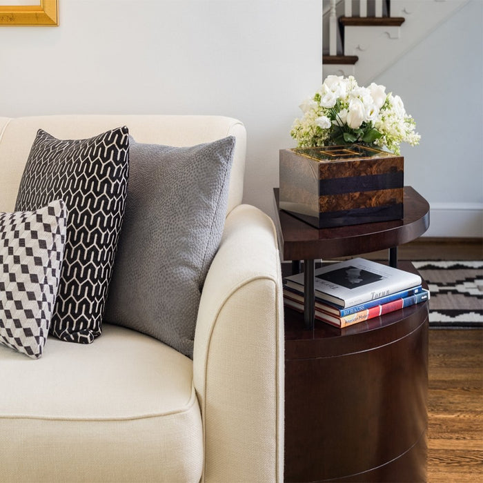 The Gold Piazza - Large Gold, Black and Brown Wood Cremation Urn - Modern Memorials