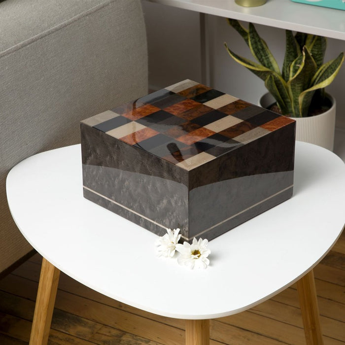 The Pacifica - Large Brown and Gray Wood Cremation Urn - Modern Memorials